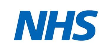 Blue NHS logo on white background