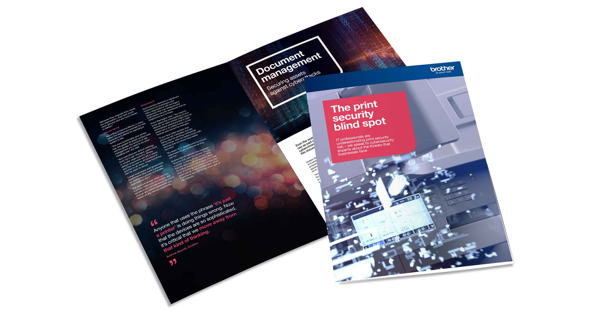 The front cover of Brother's print security blind spot e-book