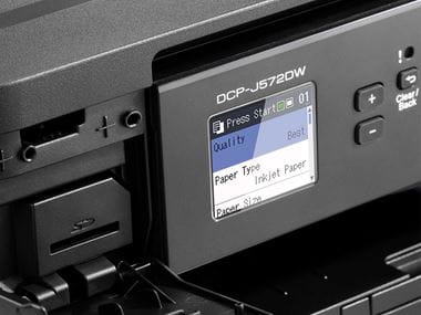 Close-up of Brother DCP-J572DW inkjet printer