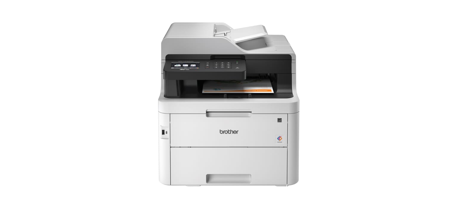 Front view of Brother MFC-L3750CDW 4-in-1 wired and wireless colour LED laser printer