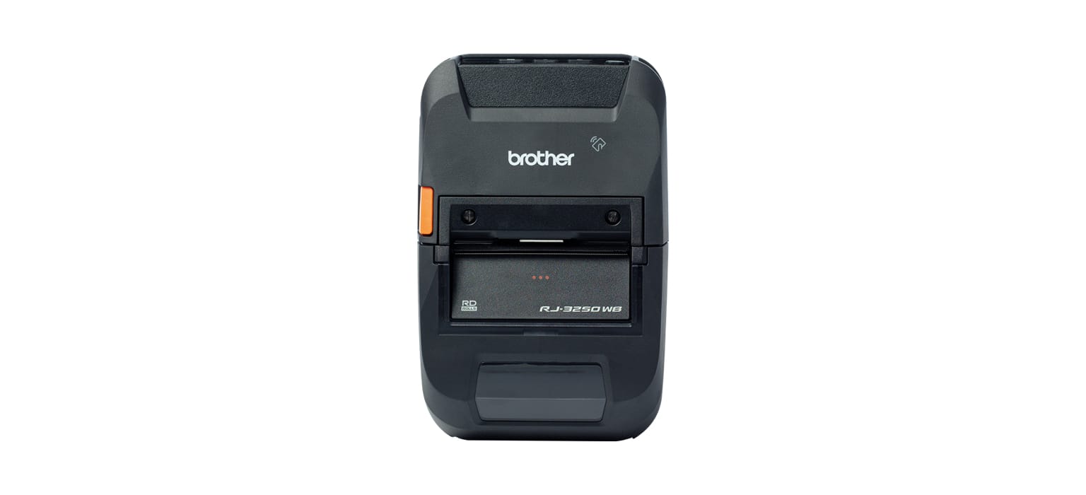 Front view of Brother RJ-3250WB rugged mobile label printer