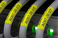 Brother TZe-SL651 black on yellow self-laminating labels identifying network cables