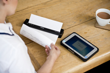 PJ 700 series mobile printer in healthcare with bluetooth or wifi connection