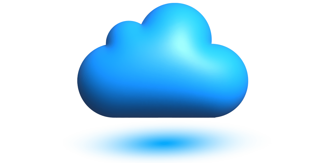 Floating blue cloud graphic