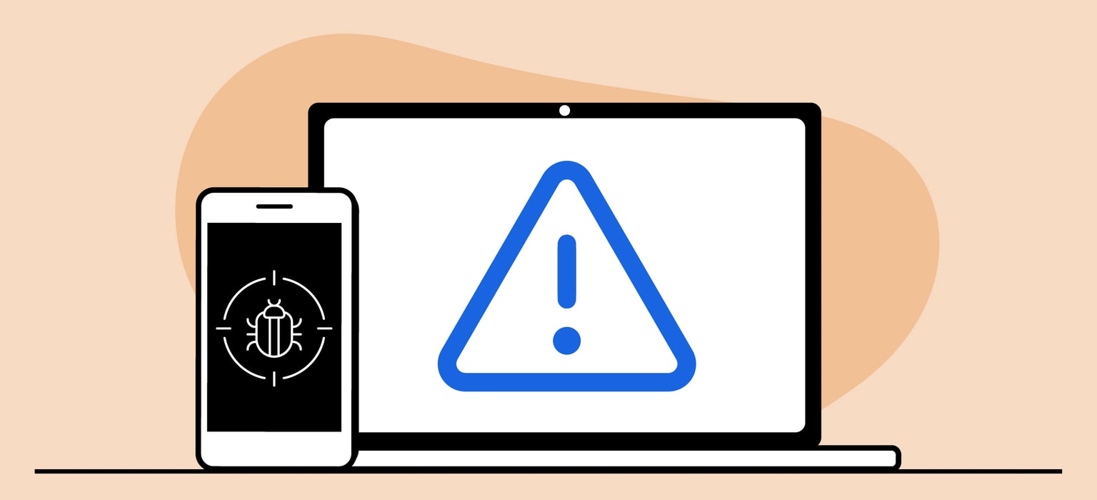 Illustration of a notebook computer receiving an alert from a smartphone to represent automatic intrusion detection