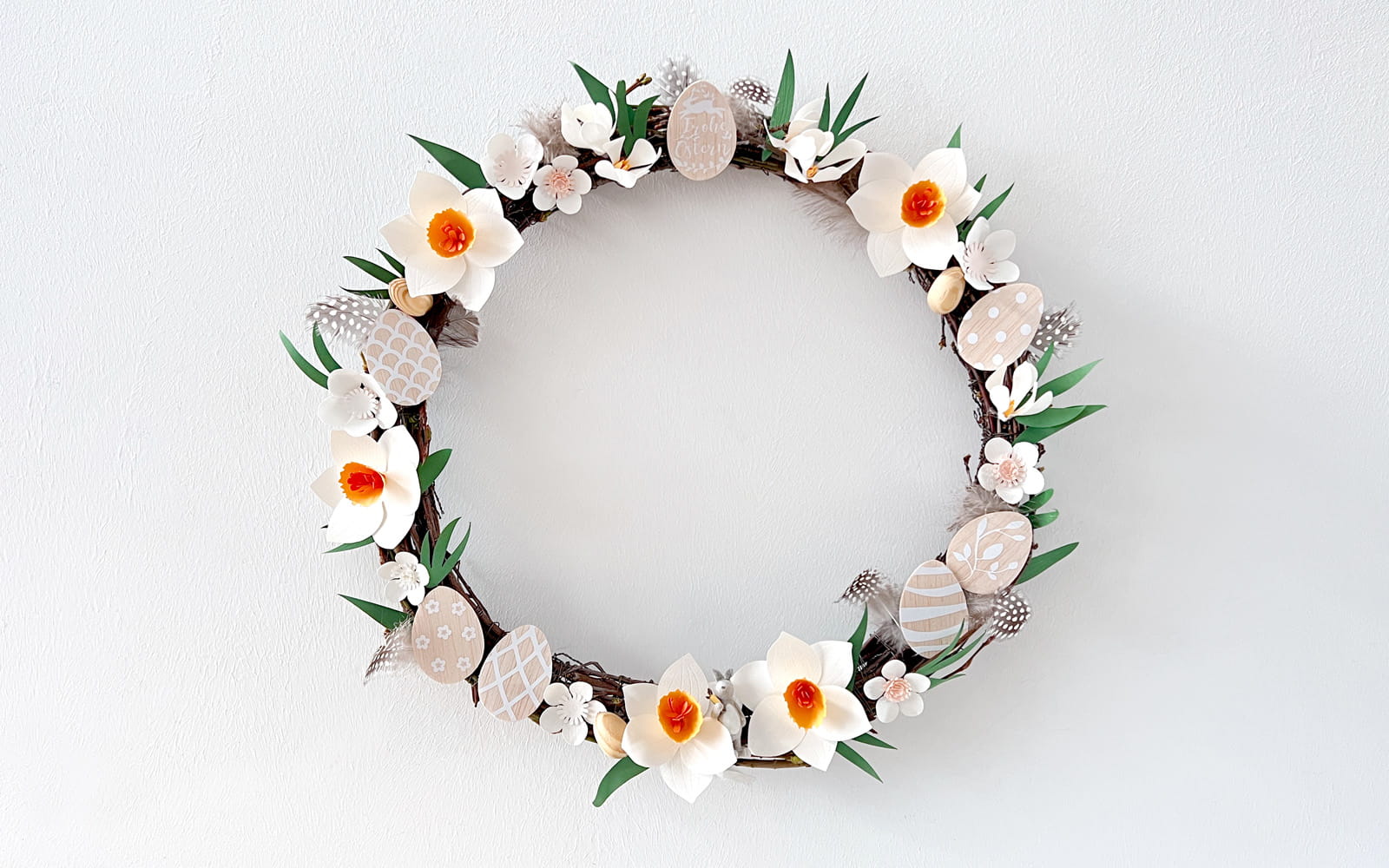 Easter Wreath on white background