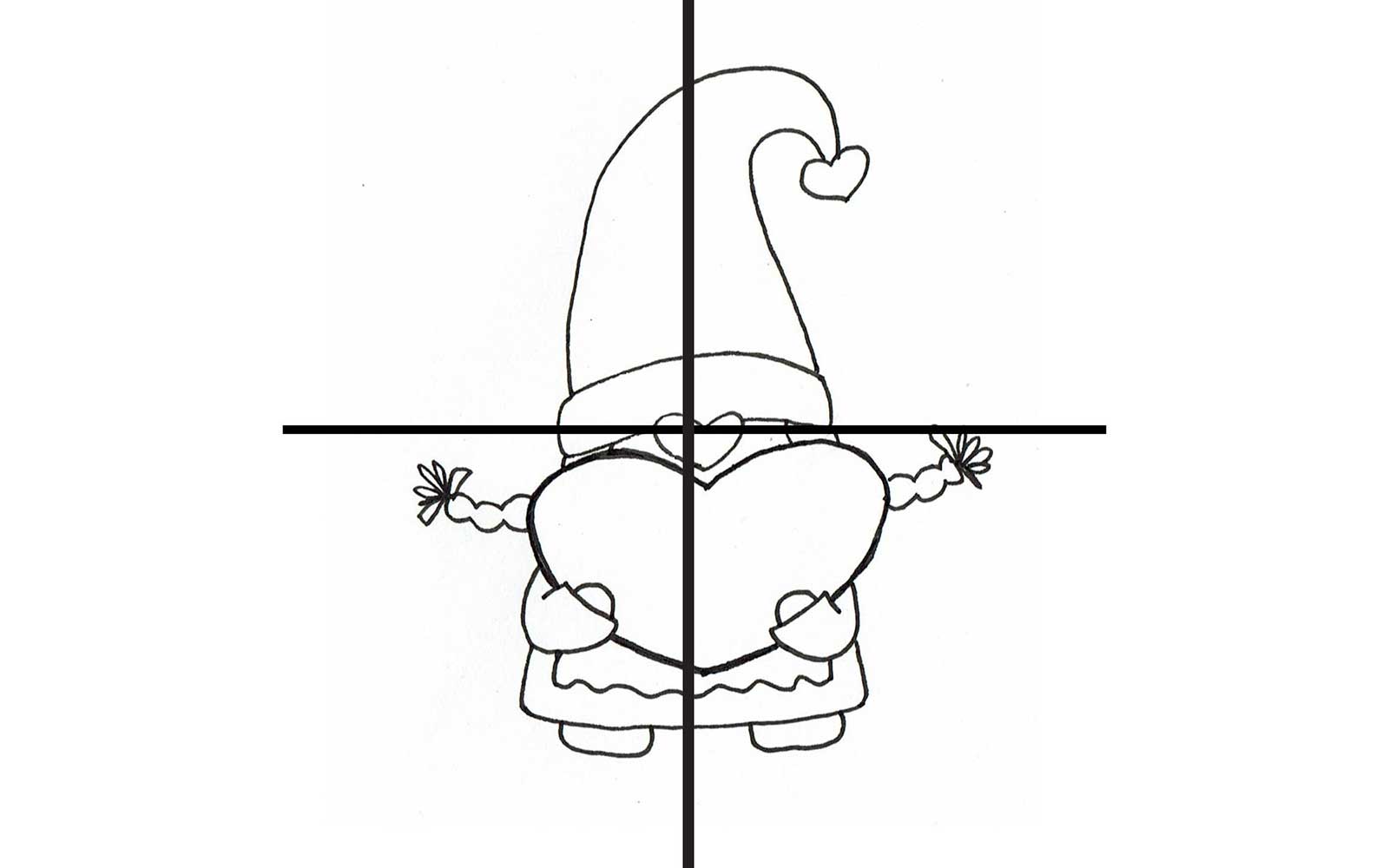 Honey gnome diagram with placement cross mark