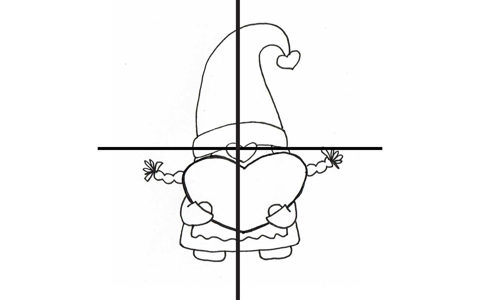 Honey gnome diagram with placement cross mark