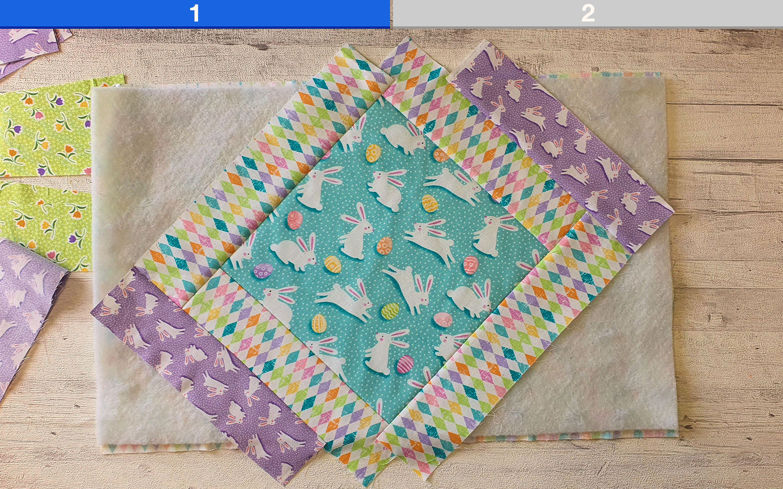 quilt-as-you-go placemat with Easter design
