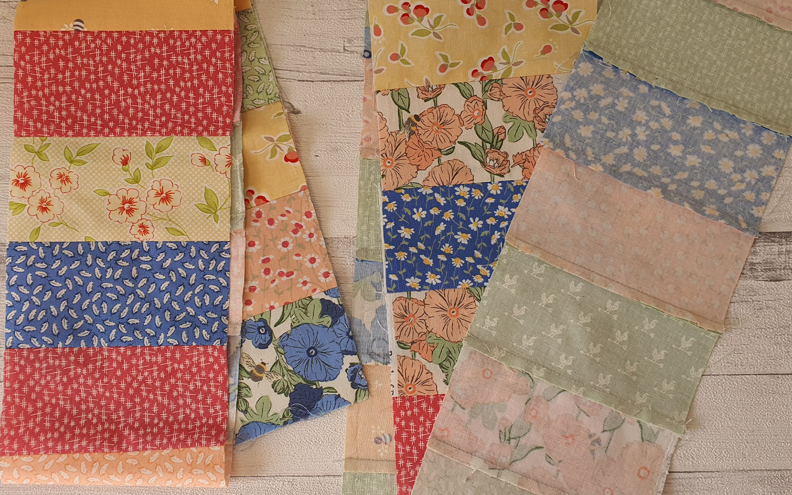 Sewn panels of the different fabrics