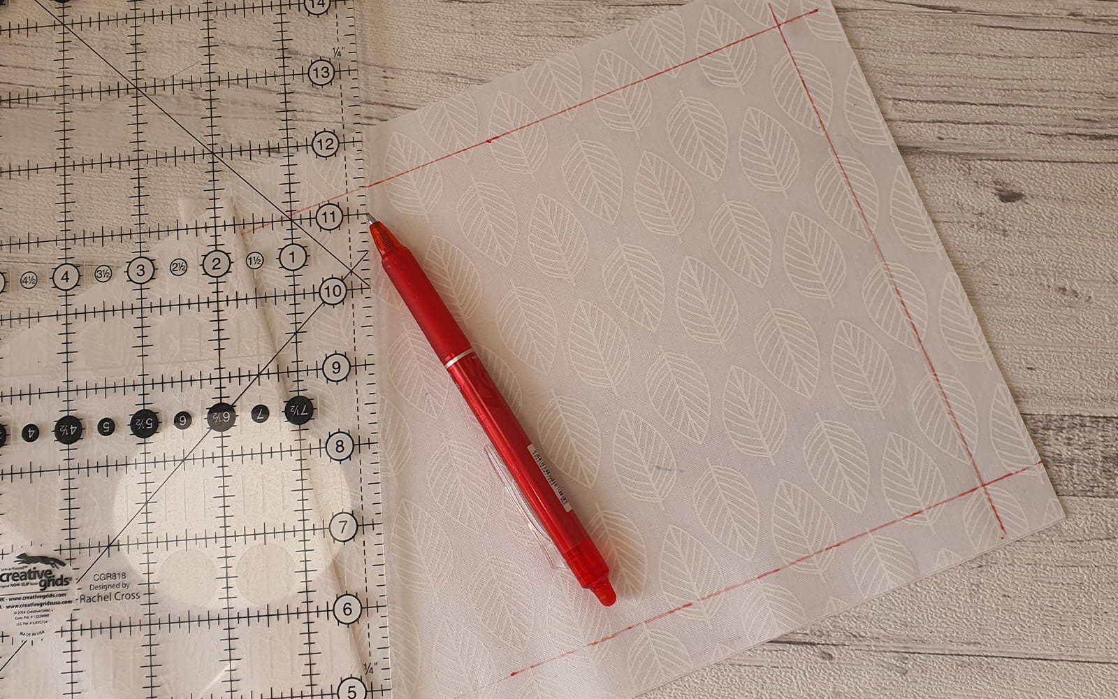 Marking the fabric squares
