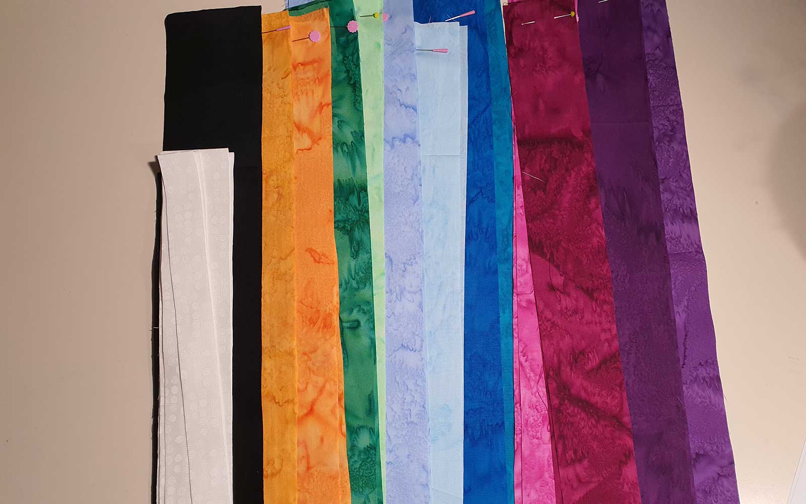 Strips of fabrics in bright colours