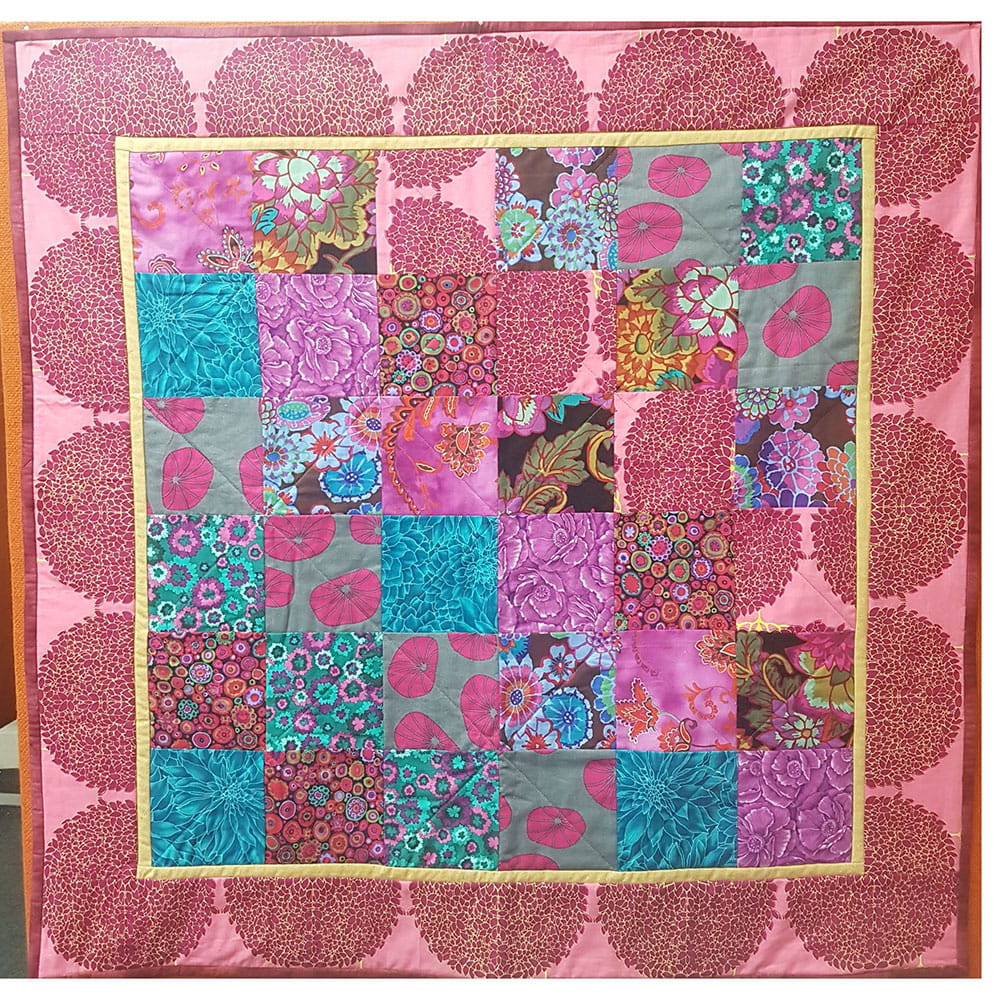 Pink and blue quilt 