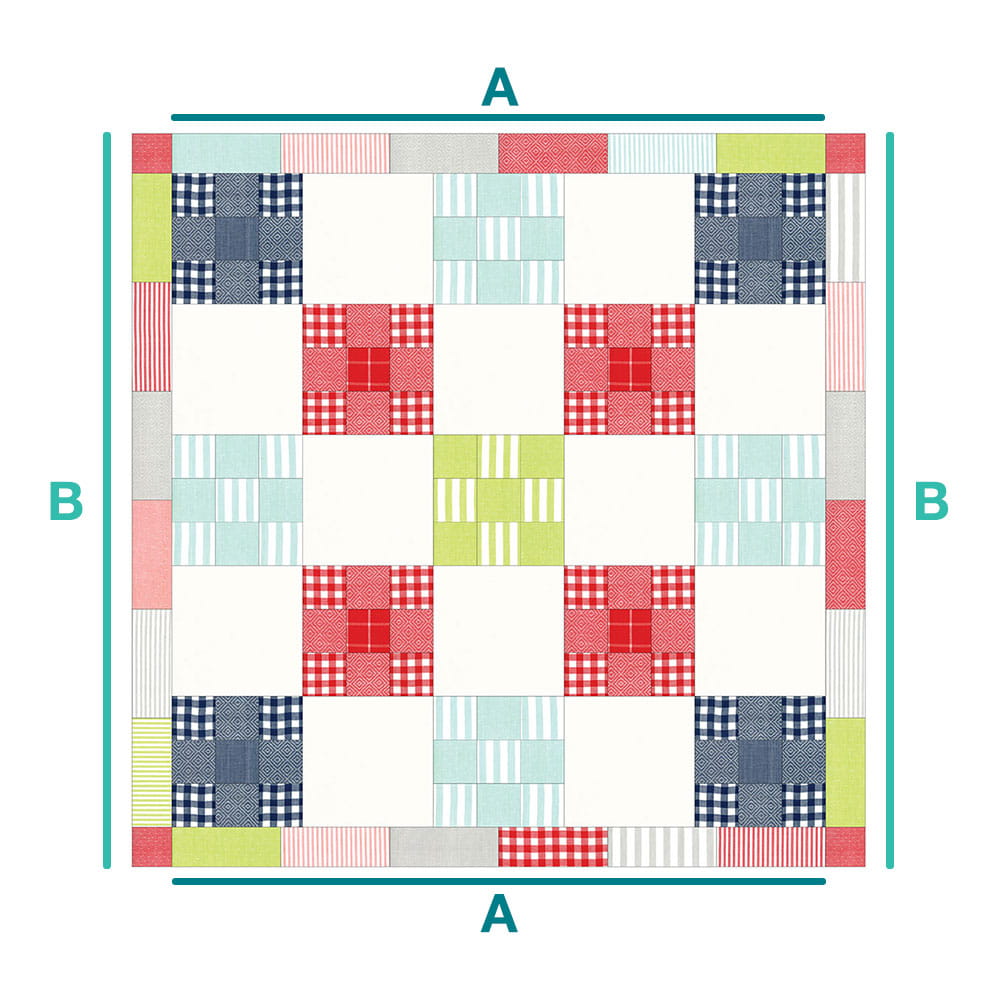 Quiltmuster-Layoutzeichnung aus roten, weißen und grünen Quadraten