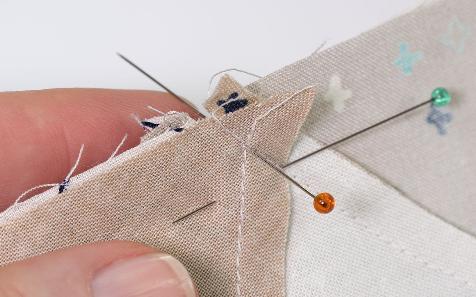 two pins in fabric