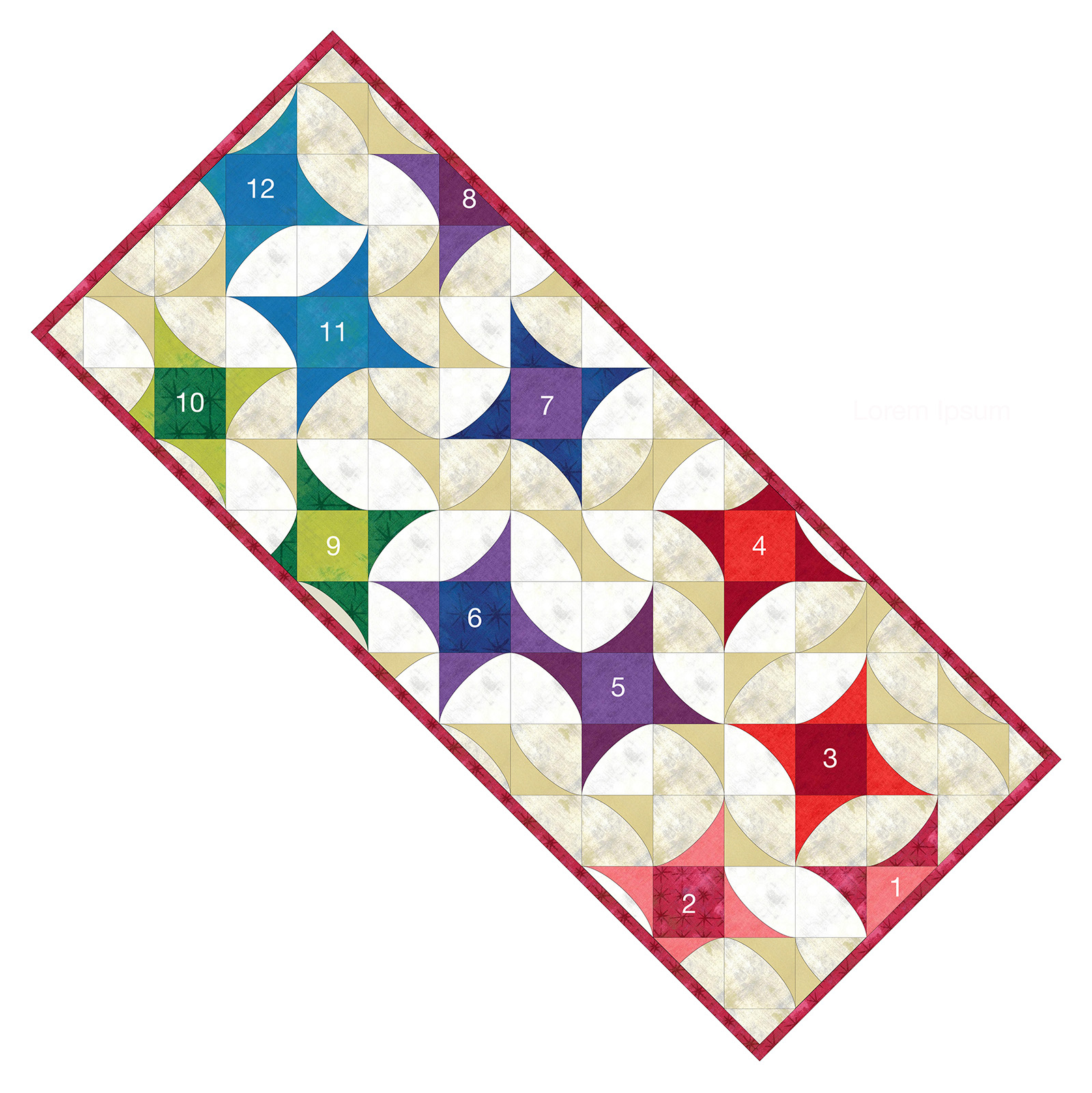 wonky star quilt with numbered areas