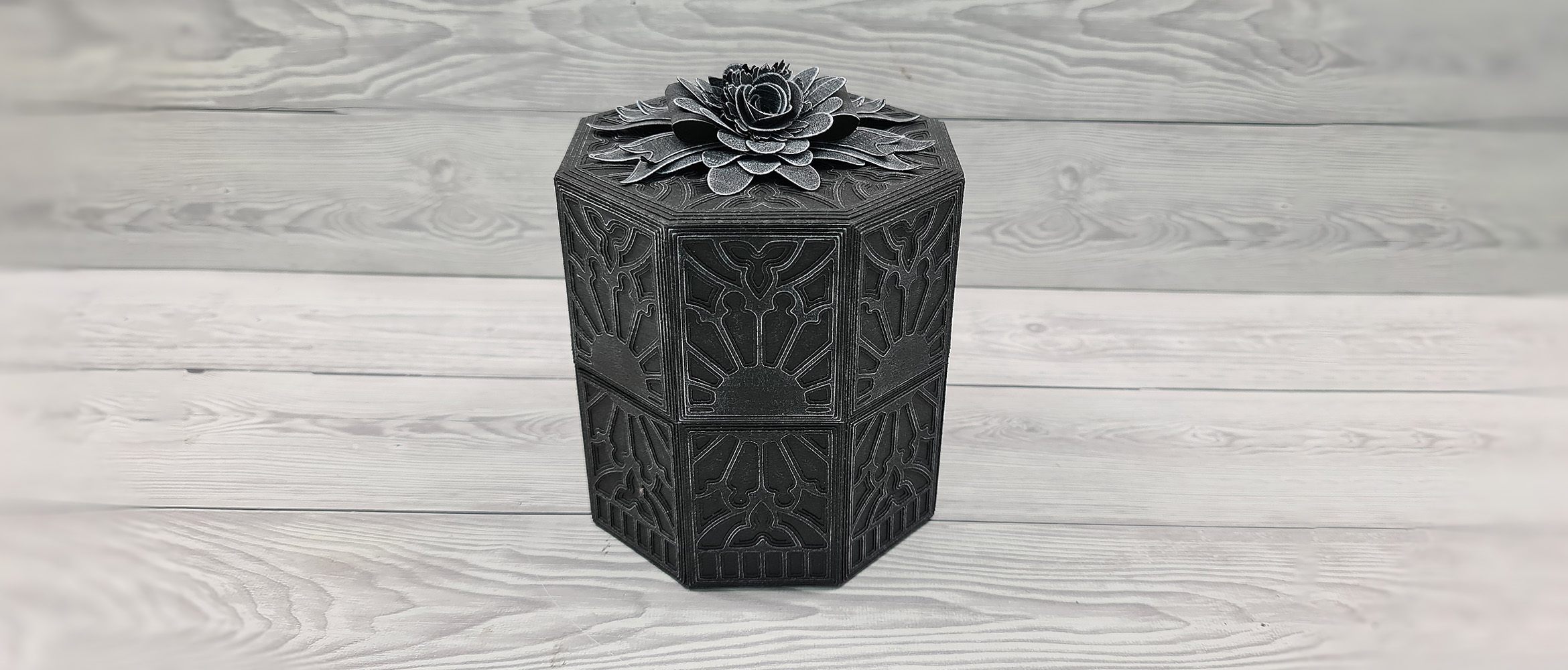 Papercut gothic style black ornate giftbox