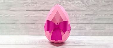 pink 3D papercraft ScanNCut Easter egg grey background