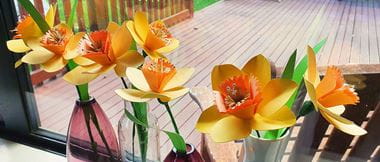 ScanNCut papercut yellow daffodils on windowsill