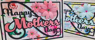 papercut card saying happy Mother’s Day with 3d flower