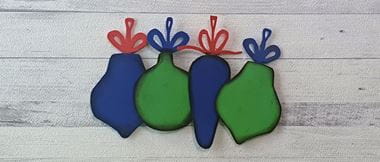 Schuimstof ornamenten in groen en blauw