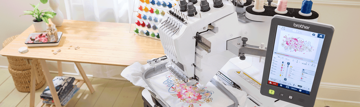 Home office with PR680W embroidery machine