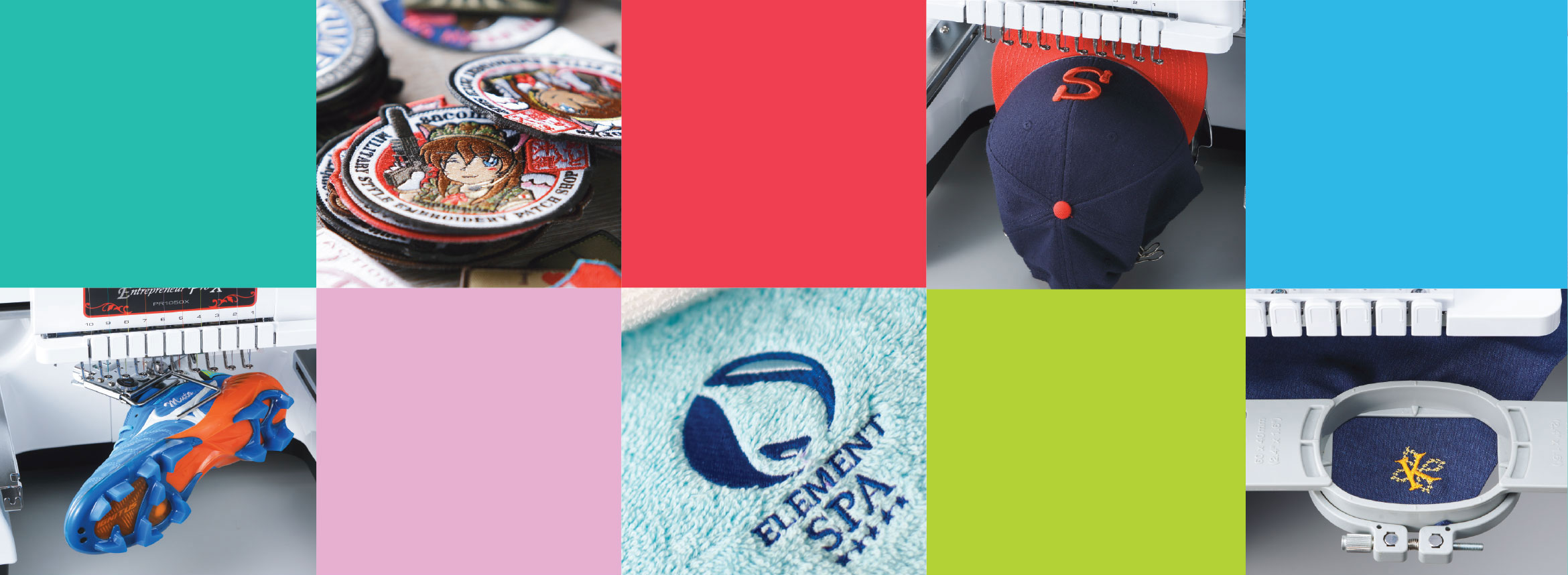 Bunte Stickmuster Collage.