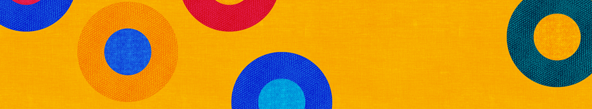 Gelber-Hintergrund mit mehrfarbig Kreisen