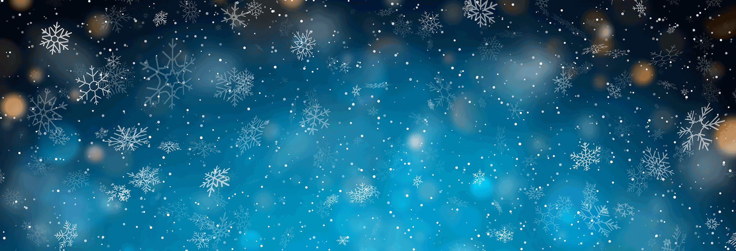 Blue background with gold and white snowflakes