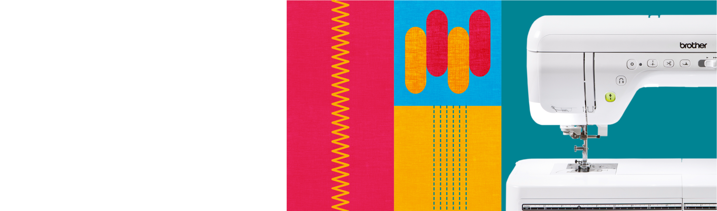 Gros plan d’une machine à coudre sur fond multicolore à motifs