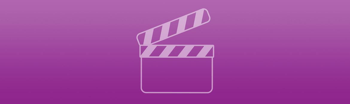 Фиолетовый баннер со значком видео