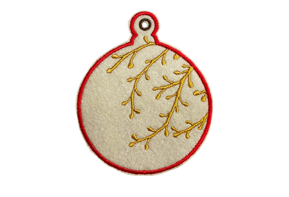 Round embroidered felt bauble