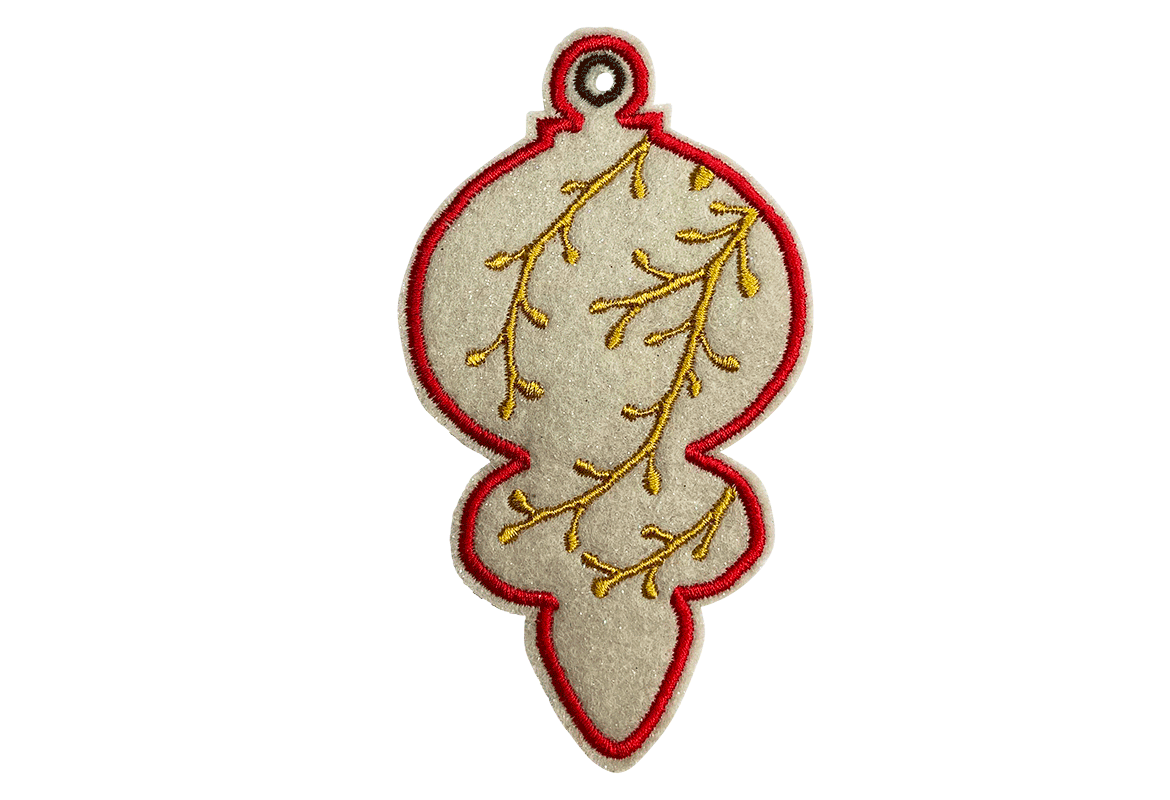 Embroidered felt bauble shape