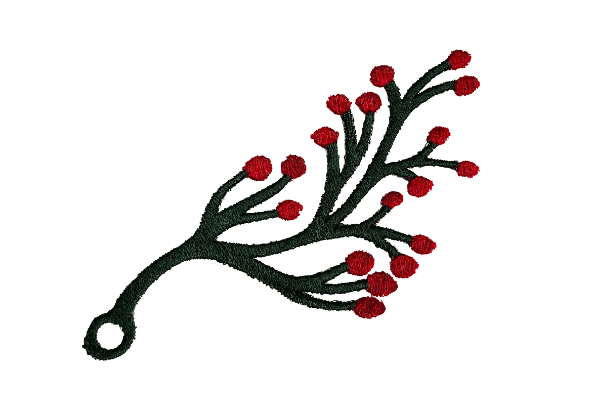 Berry sprig free standing lace embroidery