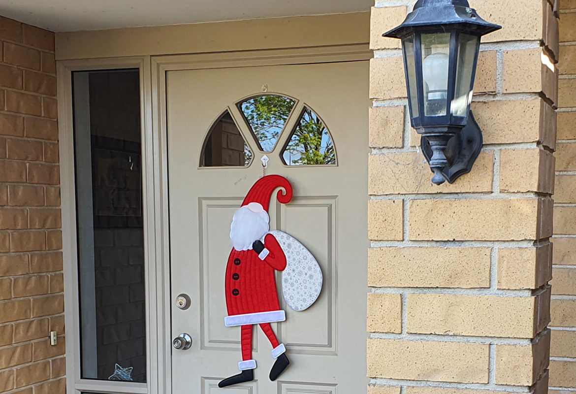 Large 3d Embroidered Santa on front door