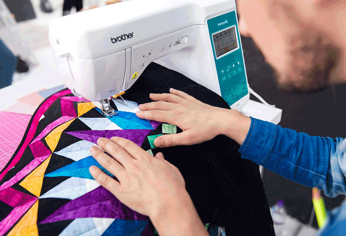 Colorful quilt in Brother F580 sewing and embroidery machine