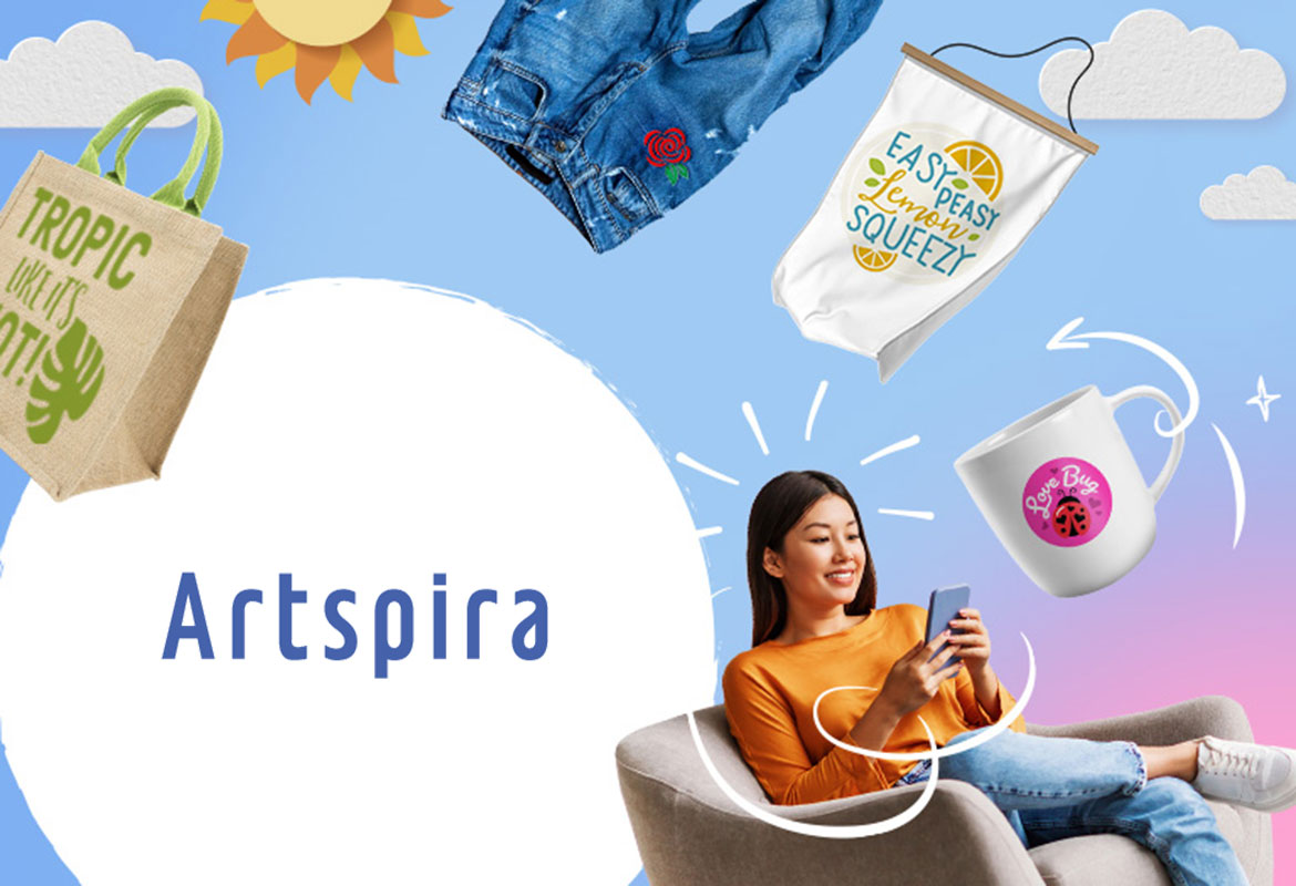 Bunte kreative Projekte mit Dame am Handy