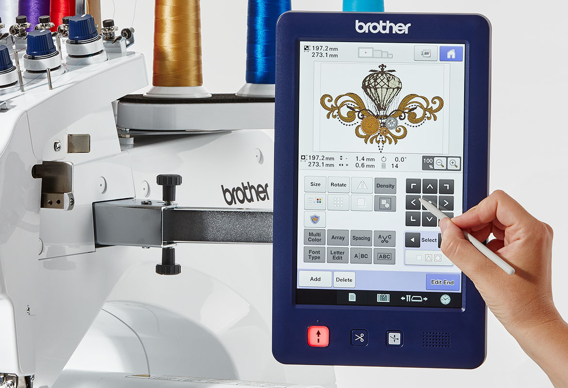 LCD colour touchscreen of PR embroidery machine