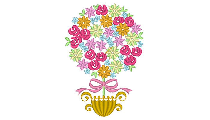 Colorful bunch of flowers embroidery pattern
