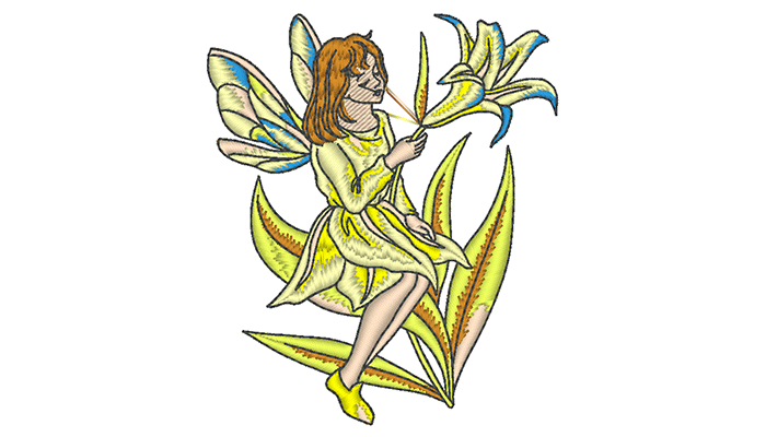 Free embroidery pattern of a fairy