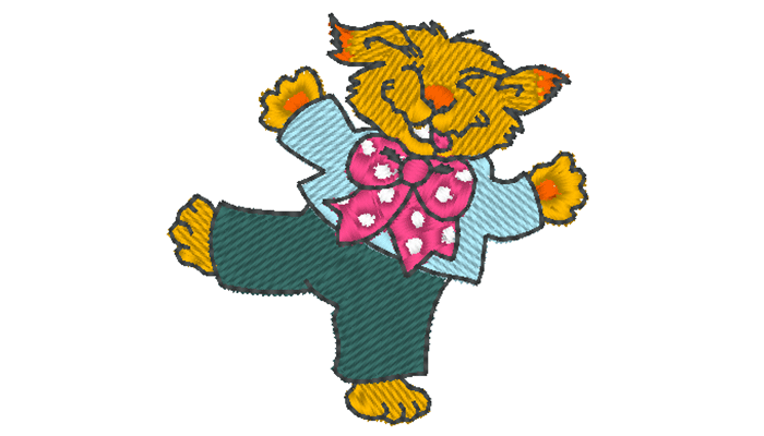 Free embroidery pattern of happy dancing bear