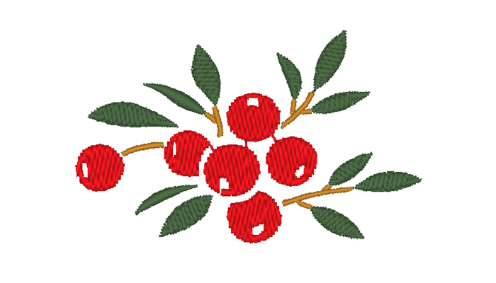 Berry on leaves embroidery design