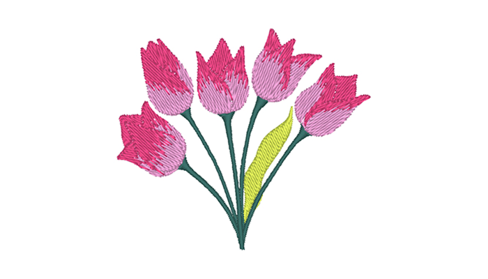 Pink tulips embroidery design