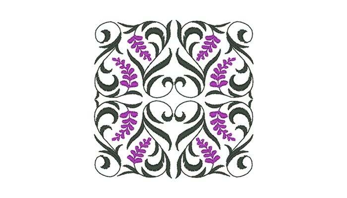 Green and purple curly leaves design