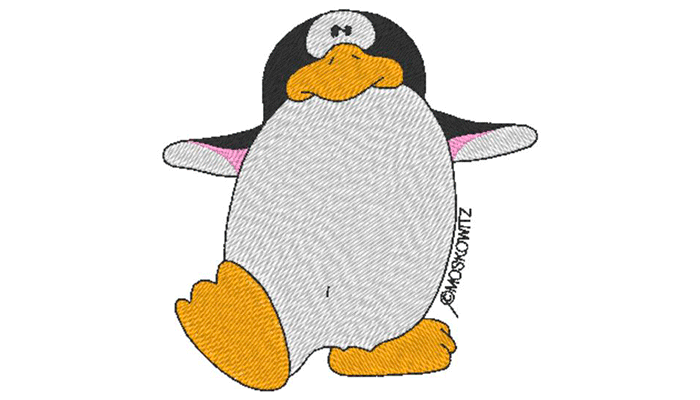 Black and white penguin embroidery pattern