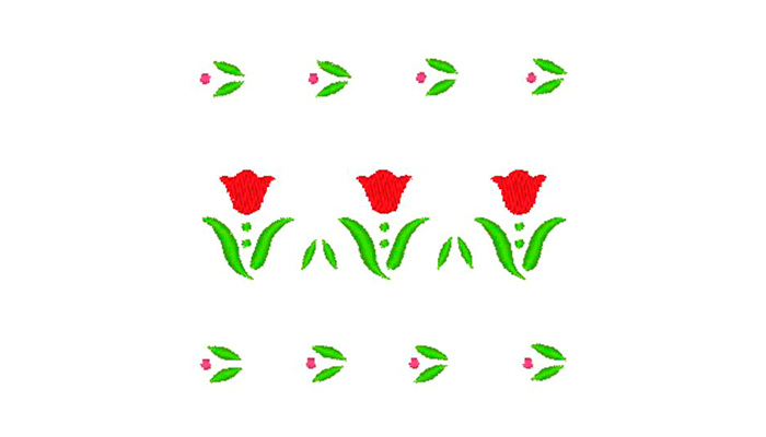 3 red tulips border embroidery pattern