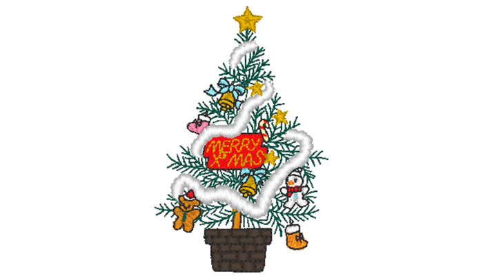 Motif de broderie de sapin de Noël décoré