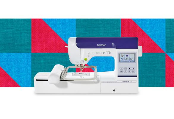 Innov-is-F480 sewing and embroidery machine on a pattern background