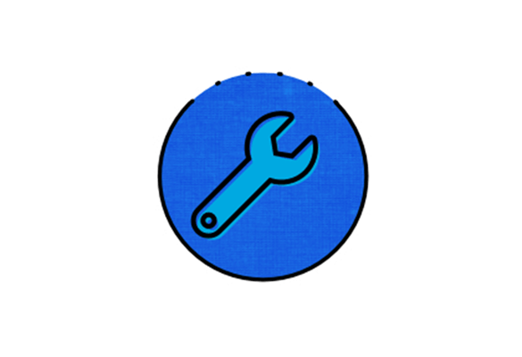 Blauwe sleutel op blauwe cirkel