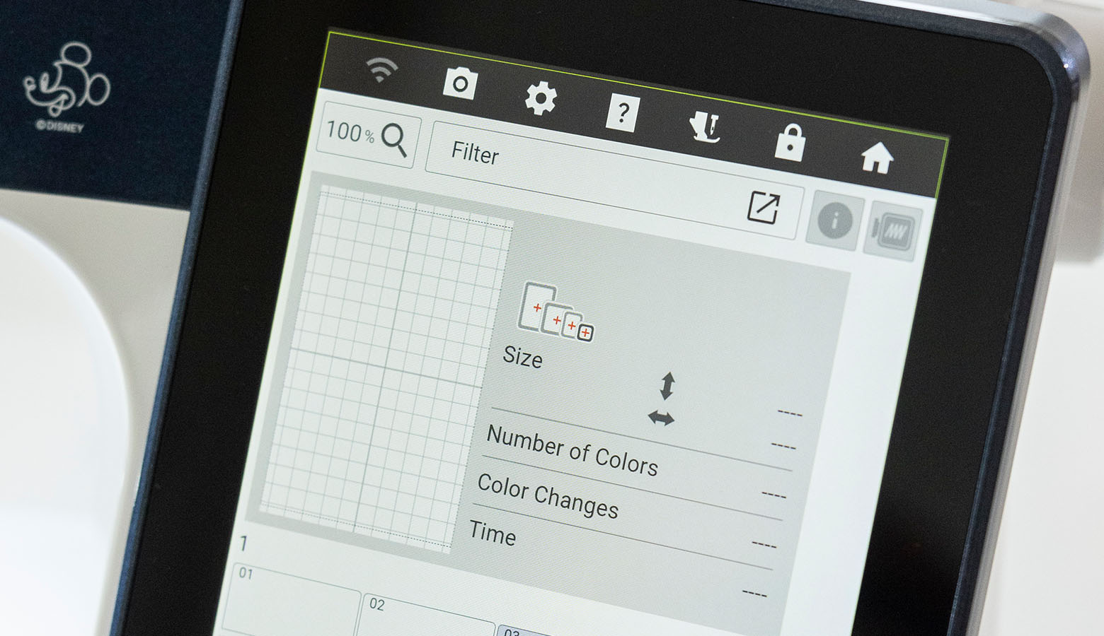 Brother Aveneer EV1’s My Design Center screen